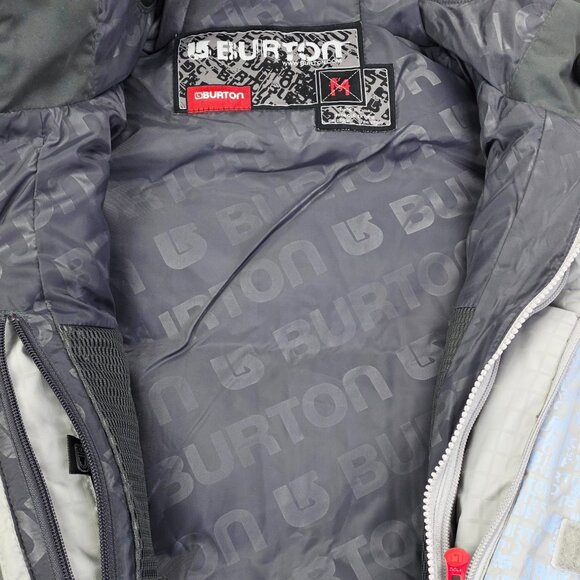 Burton Size Medium Mens Audex Gray Goose Down Puffer Hooded Jacket Snowboard Ski - Picture 15 of 15